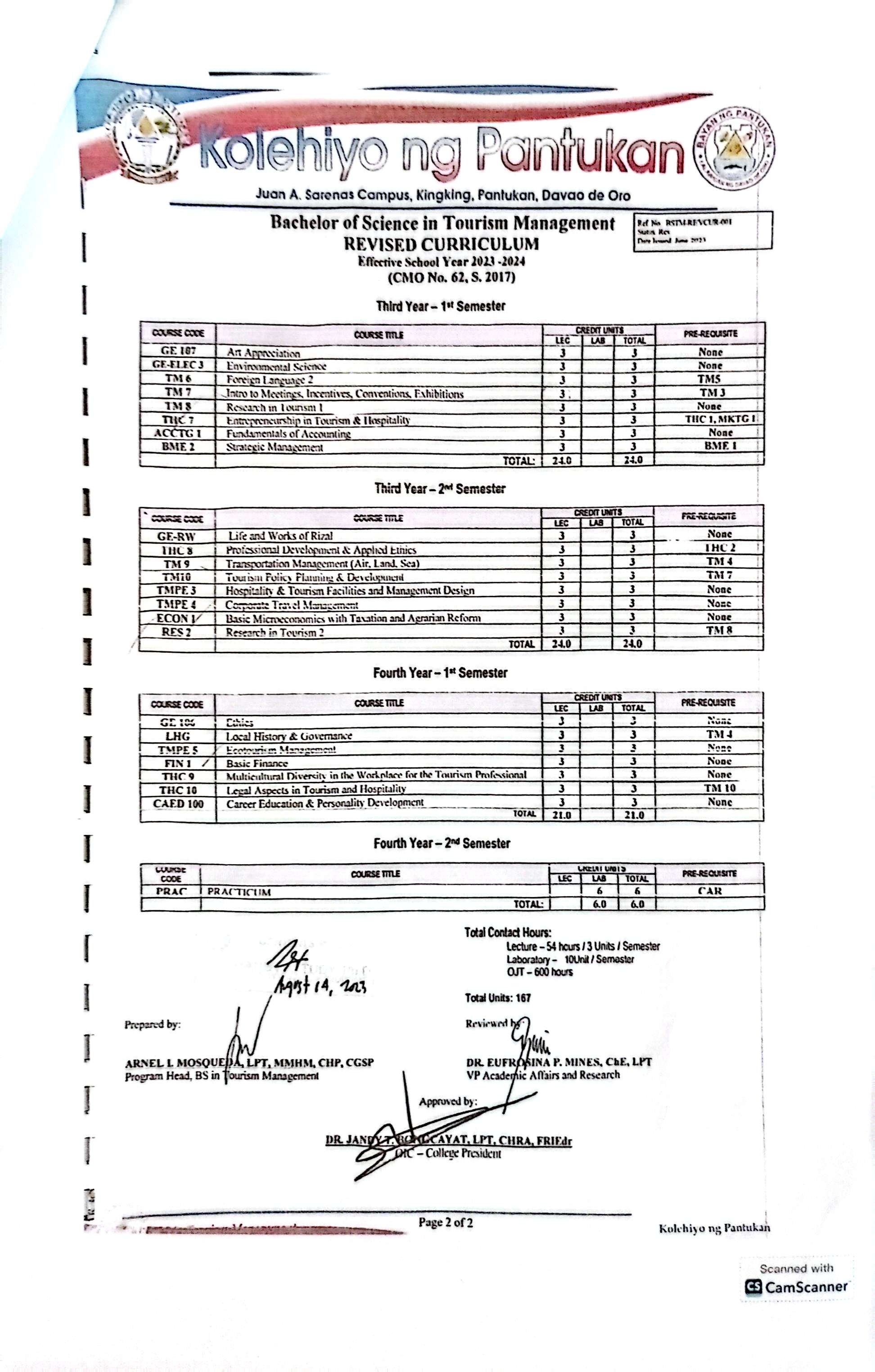 BS Tourism Management prospectus page 2